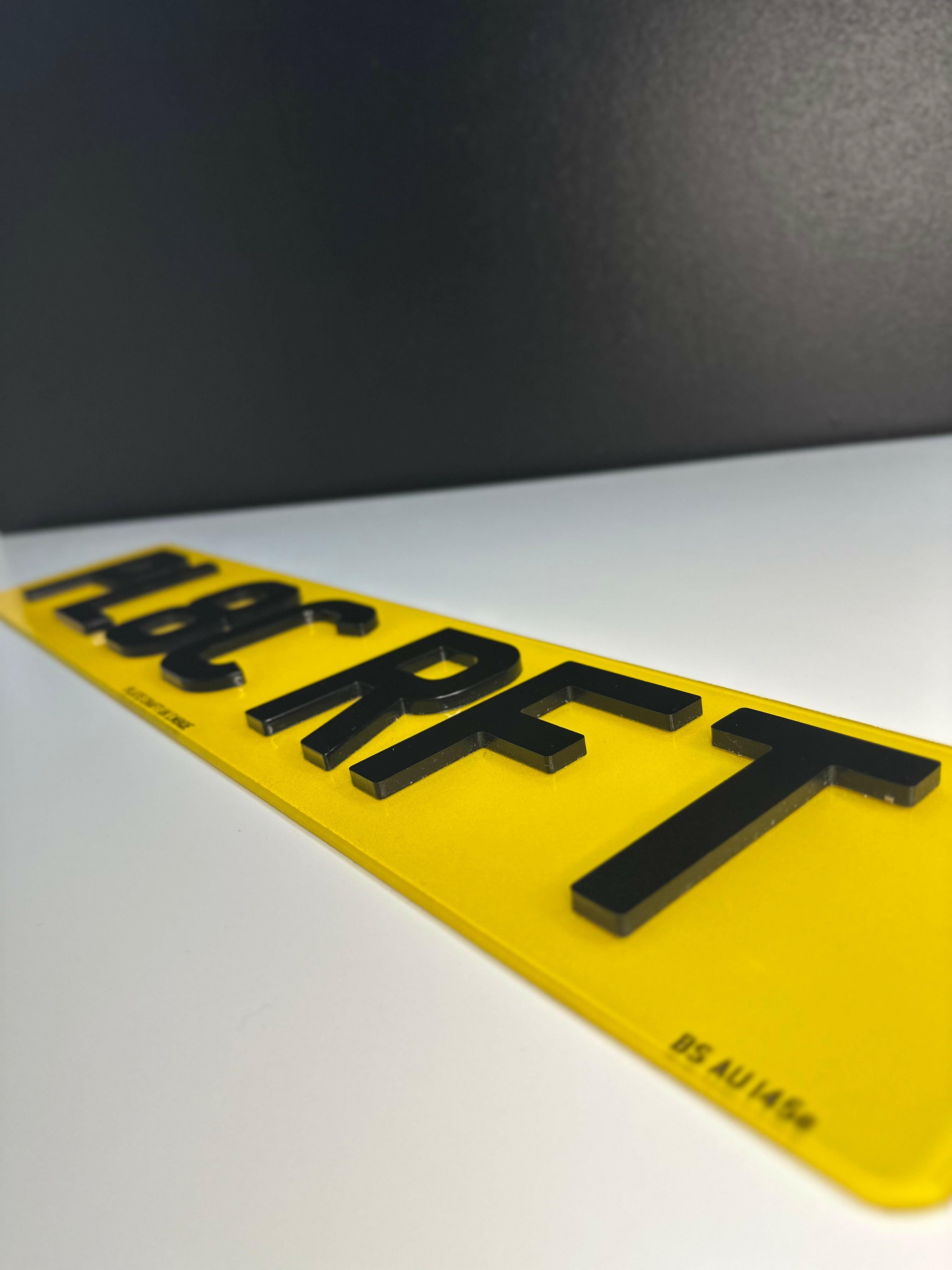 4D 5mm acrylic number plate displaying deep 3D effect and high-quality craftsmanship