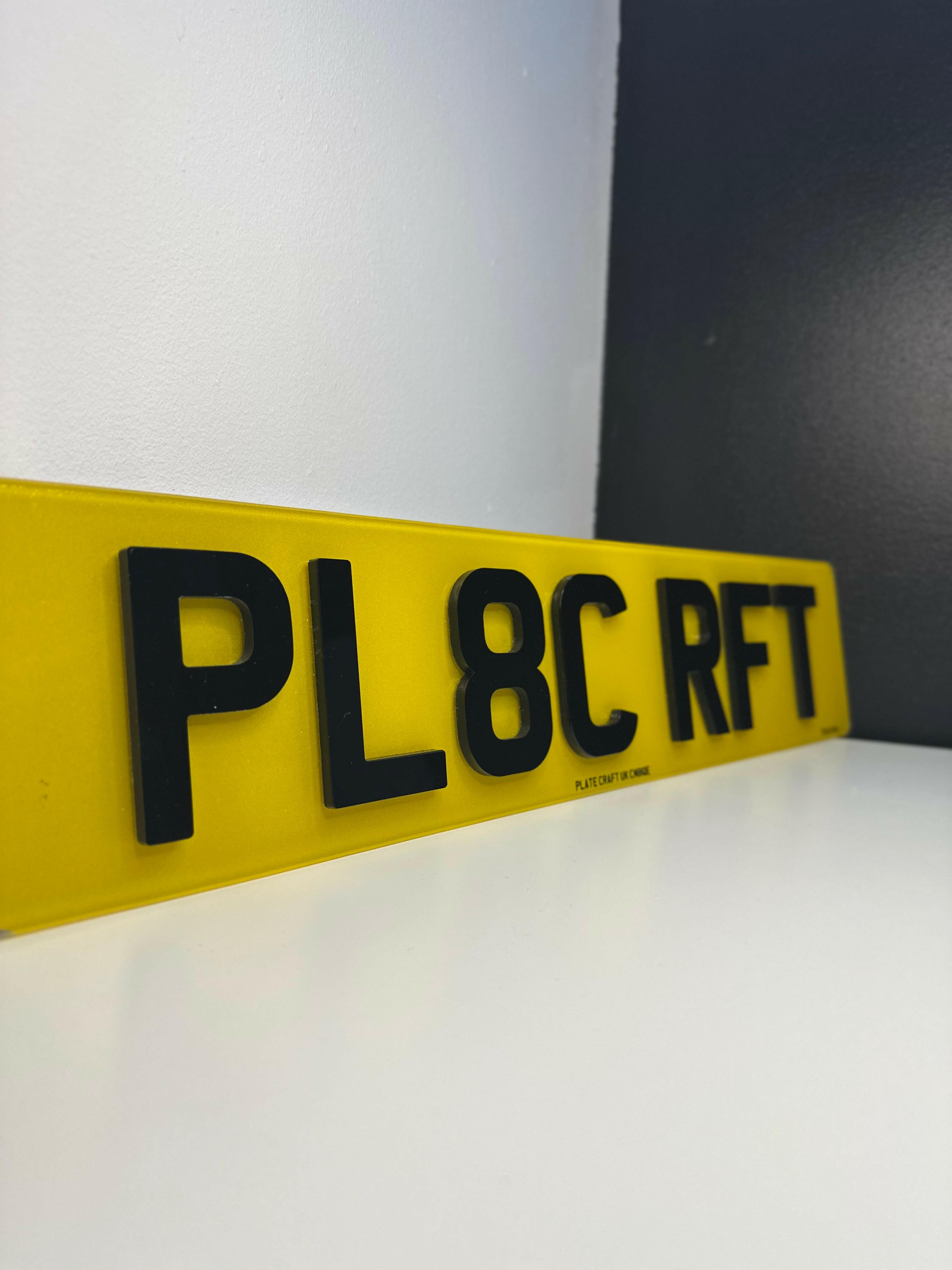 Modern UK vehicle fitted with sleek 4D 5mm thick acrylic registration plate