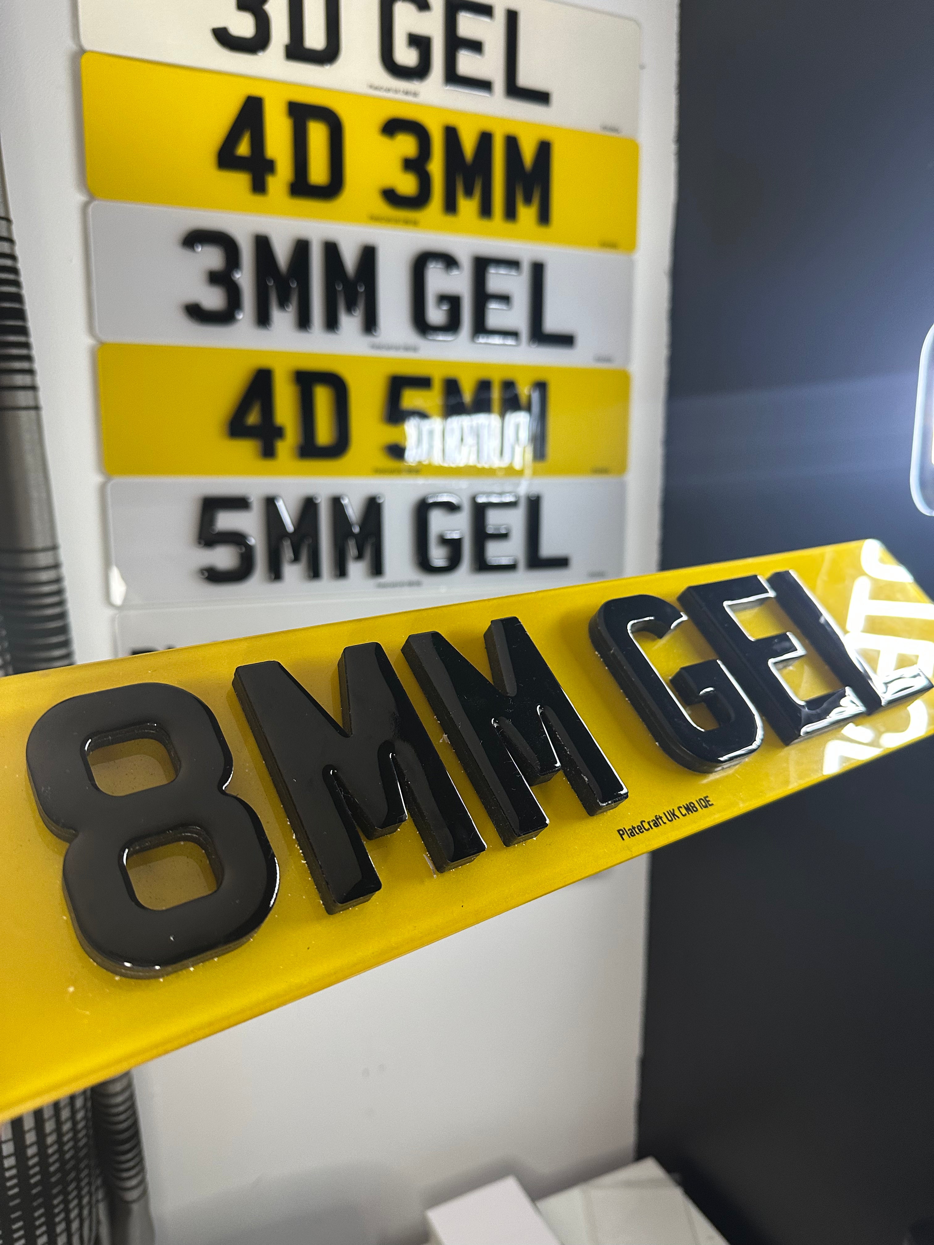 4D 8MM Gel number plates