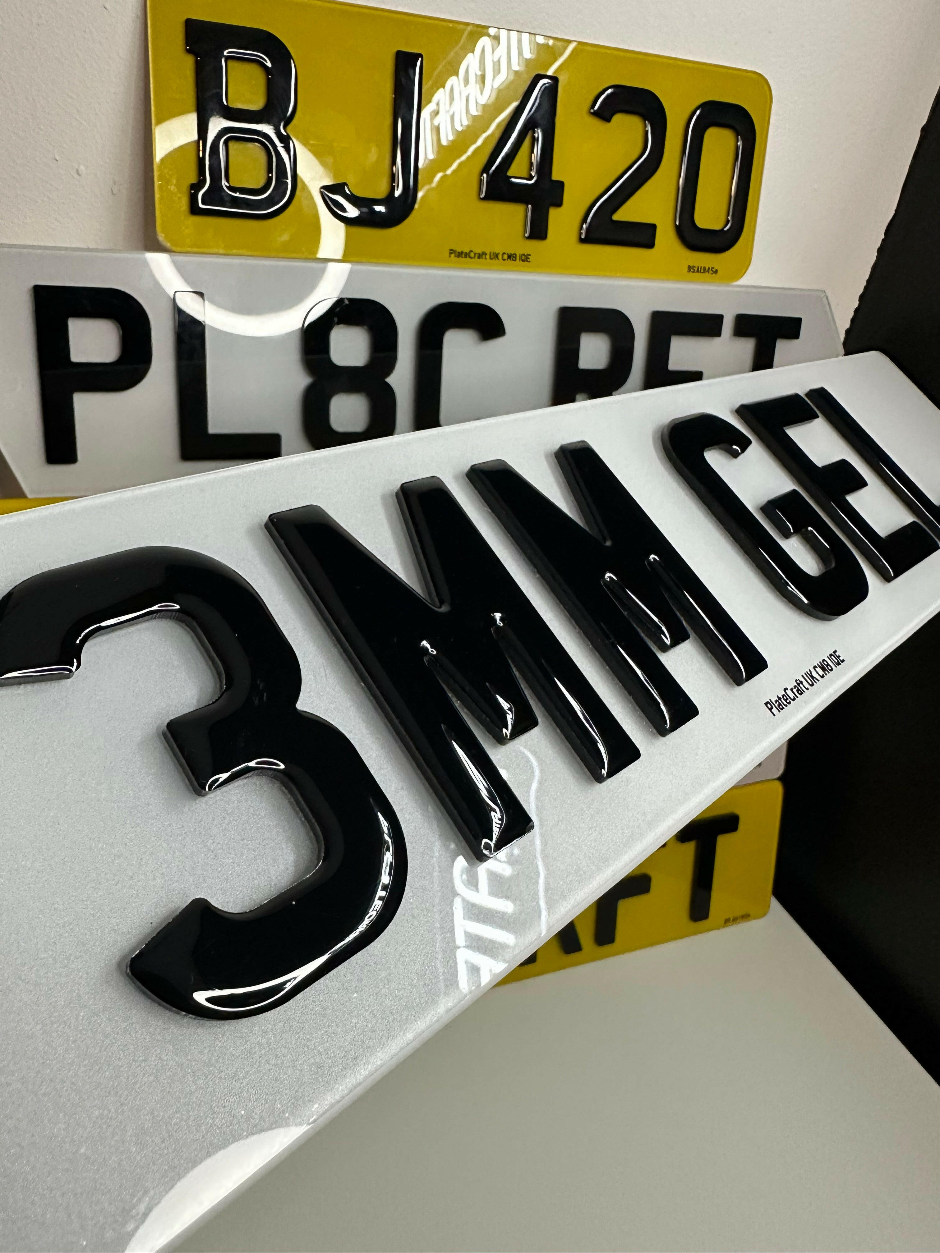 4D 3MM Gel Number plates