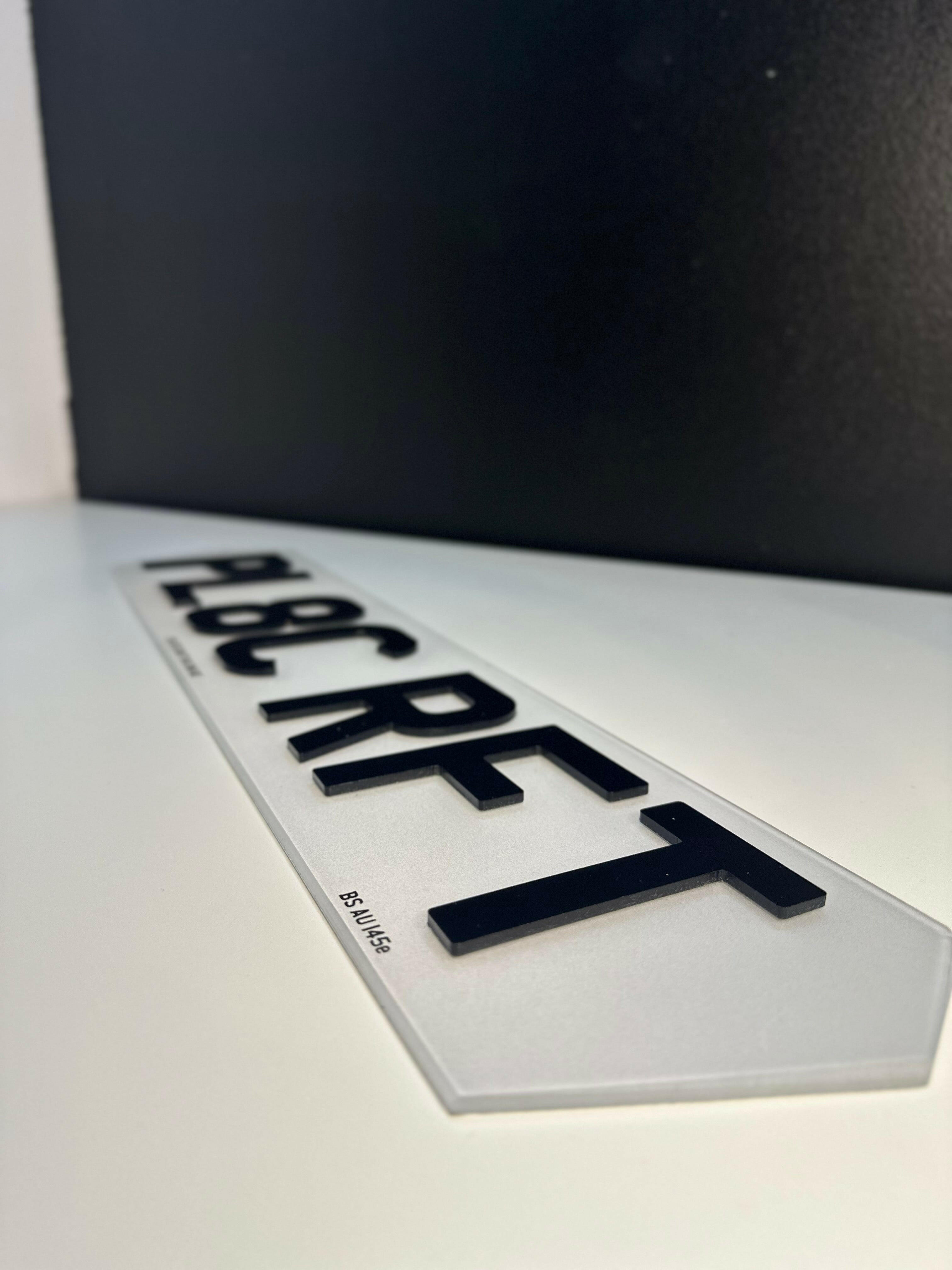 4D gel hex number plate with raised characters and high-gloss finish