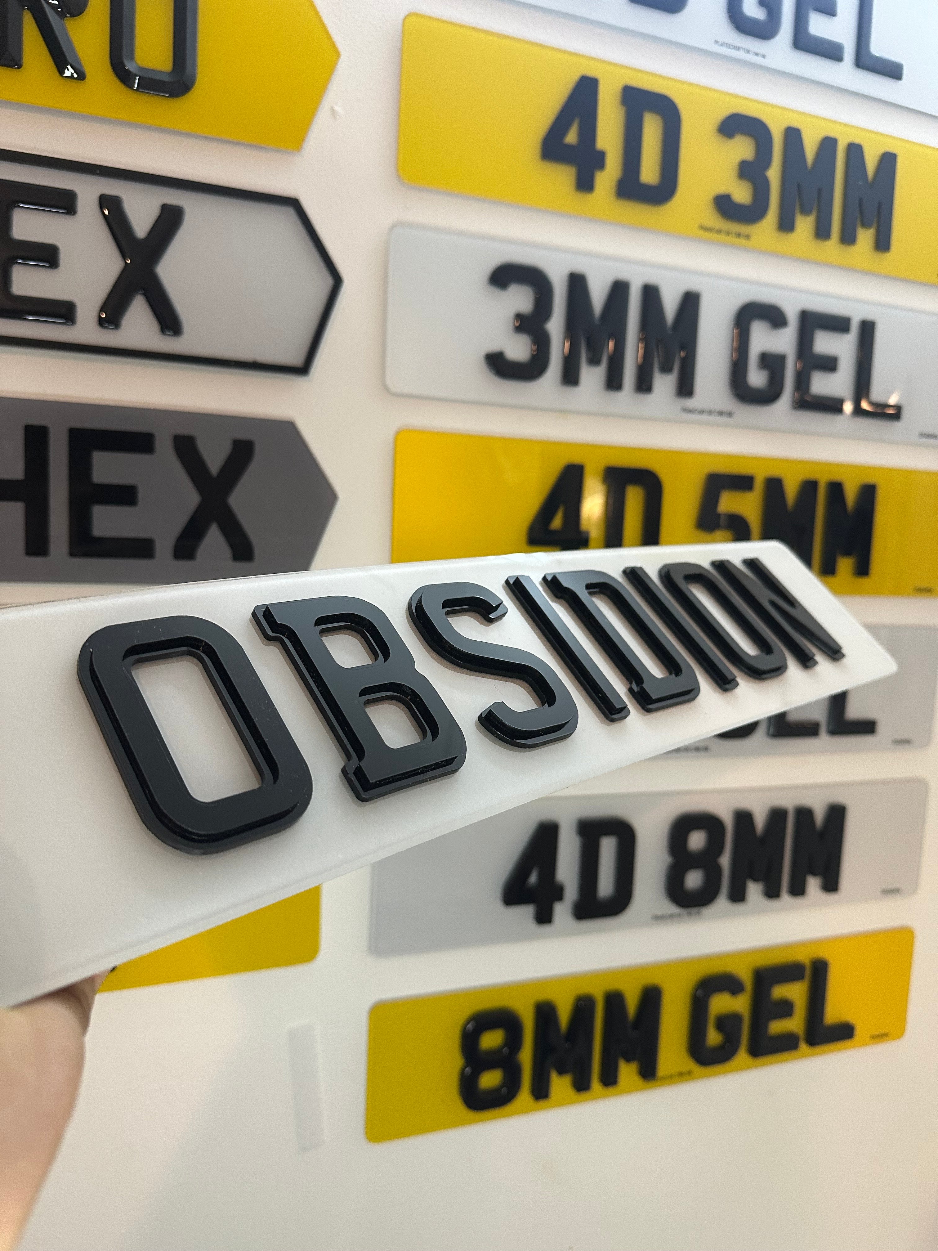 4D OBSIDION GLOSS NUMBER PLATES