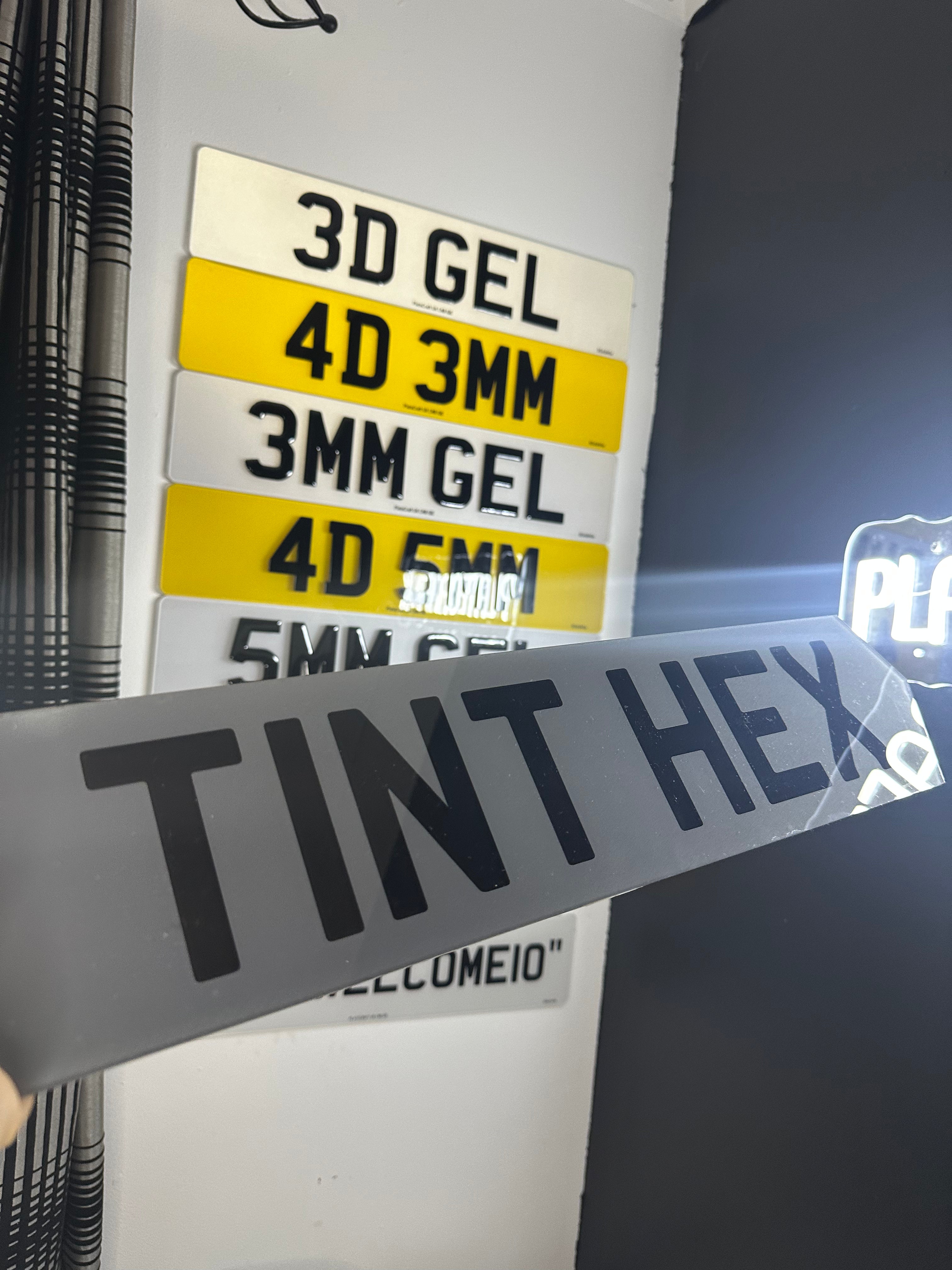 tinted hex number plates 