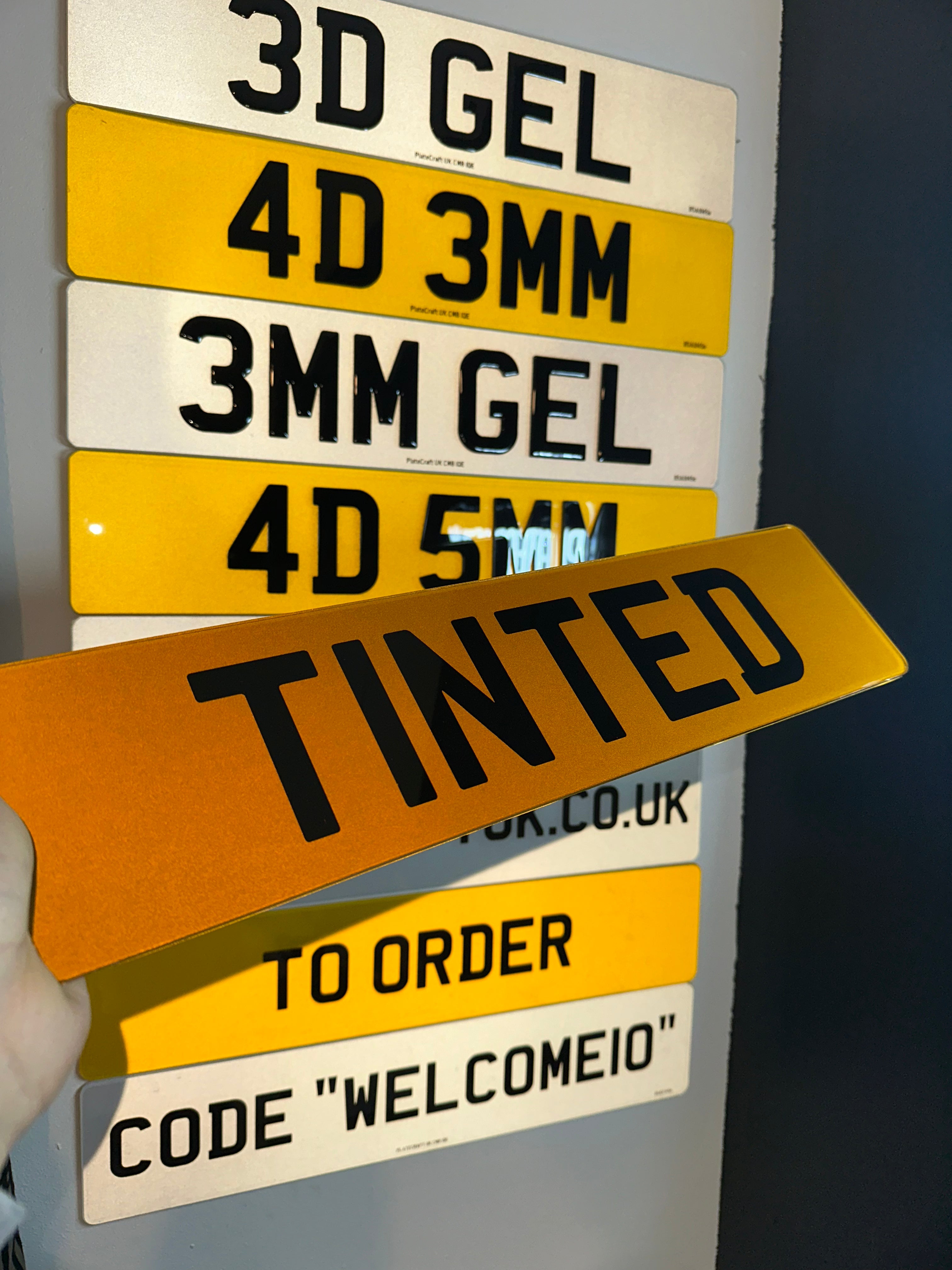 tinted number plate
